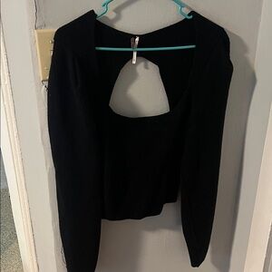 Black Long Sleeve Cutout Women's Sweater